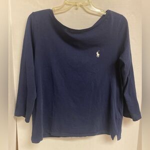 Polo Ralph Lauren Navy Boatneck 3/4 Sleeve Top M